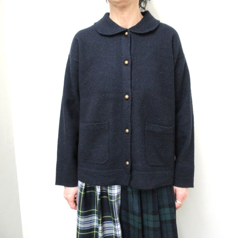 Vent d'oest  圧縮ウール天竺ポケ付きカーディガン /NV29